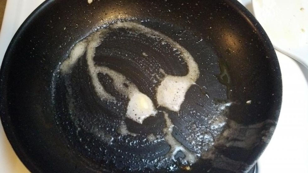 Add butter to frying pan and allow to melt.
