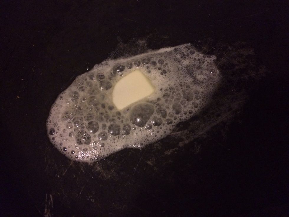 Add butter to non stick pan, as much as you like I recommend the salted butter it gives a special flavor