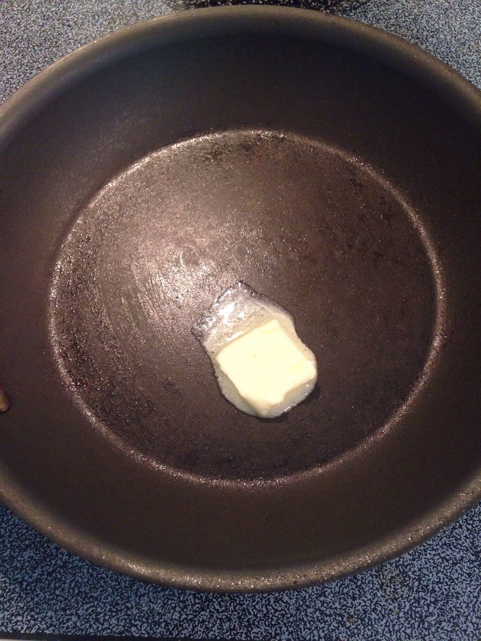 Add butter to pan with heat still on medium.