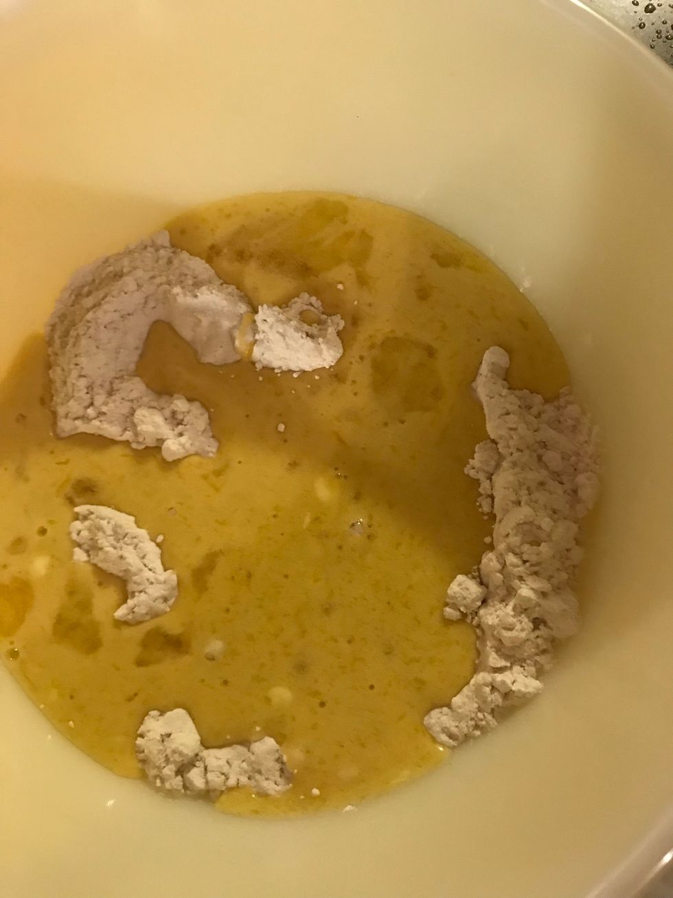 Add butter, vanilla, and sugar mix