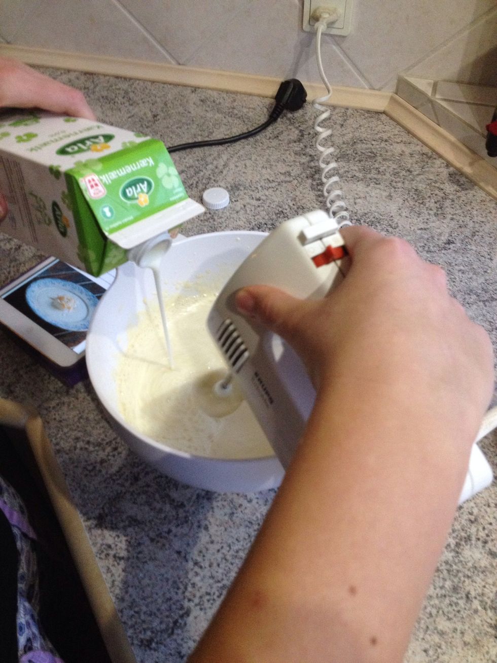 Add buttermilk a little at a time while whisking