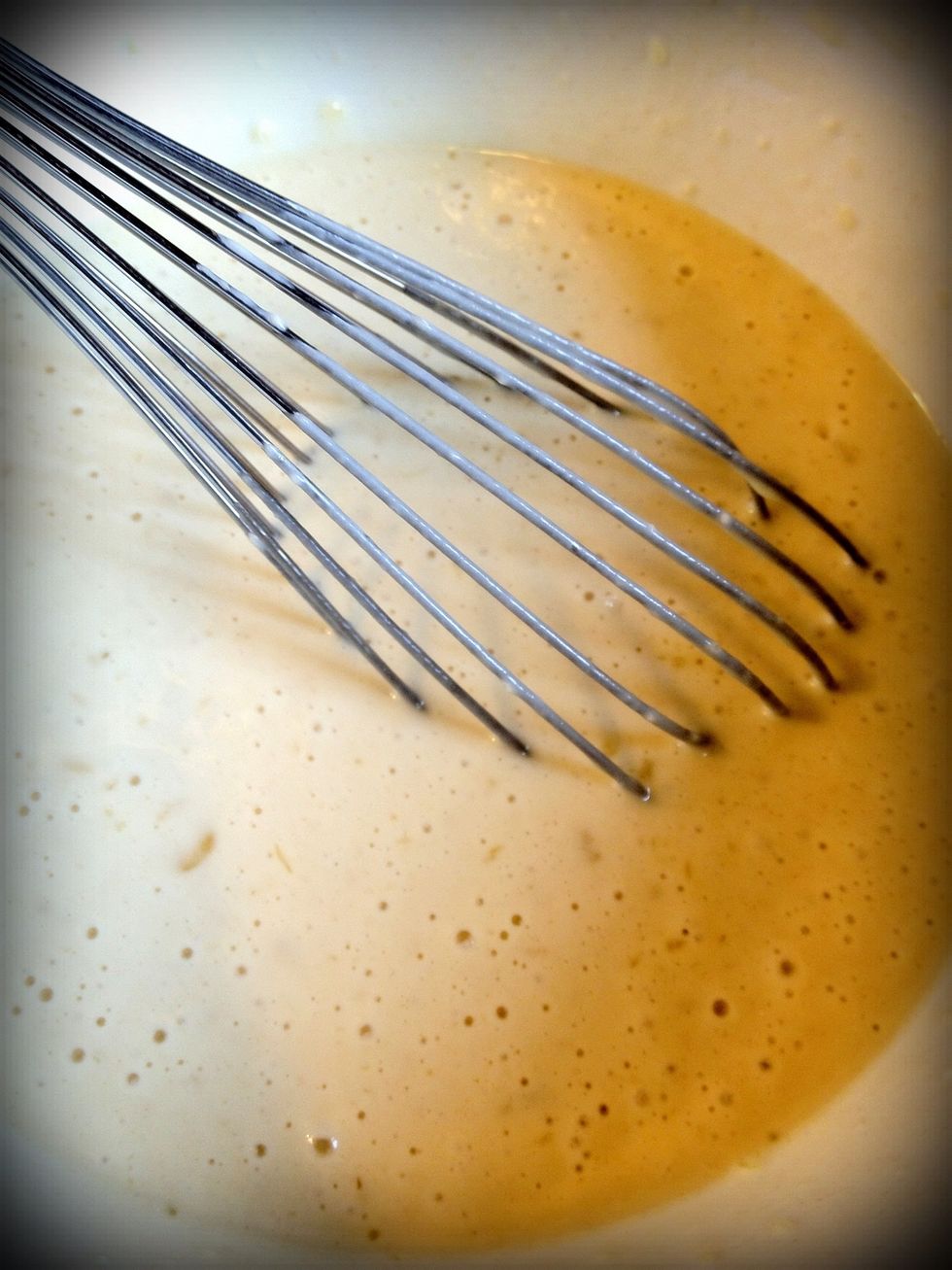 Add buttermilk mixture to dry ingredients. Stir to combine. Let sit 5 minutes.