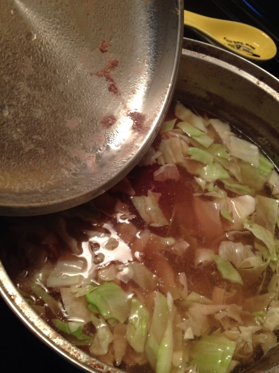 -Add cabbage and potatoes to boiling water