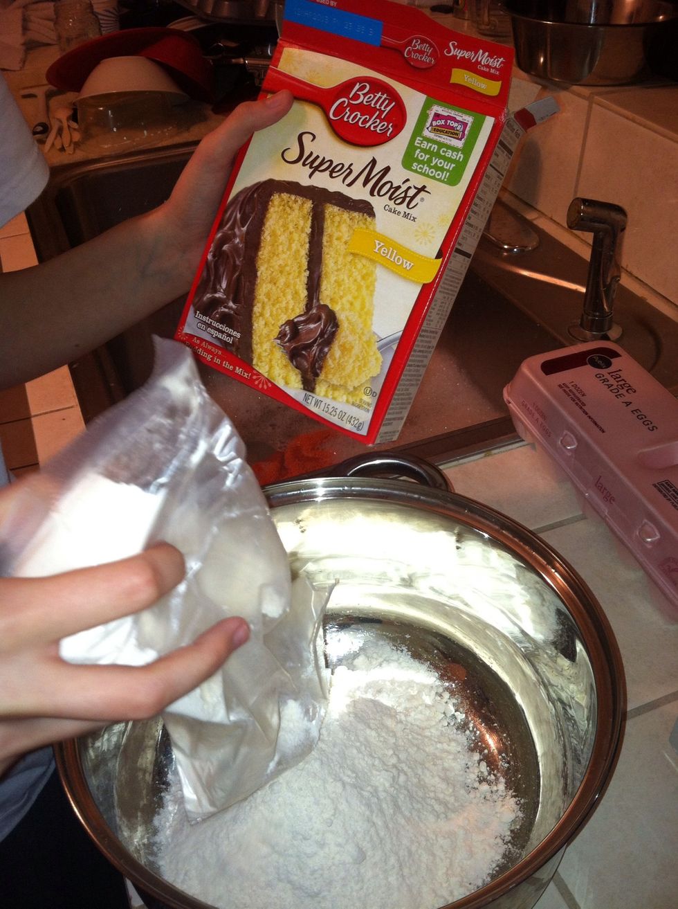 Add cake mix to the bowl