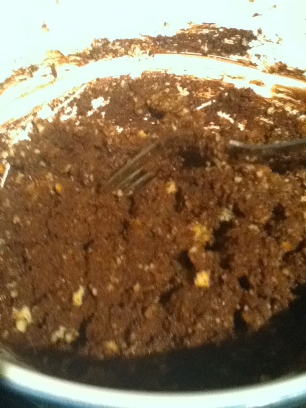 Add cake\ud83c\udf70 and cherries\ud83c\udf52 and mix thoroughly