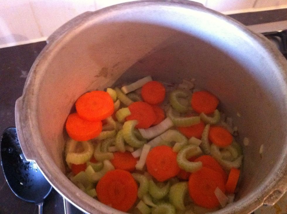 Add carrot and celery and cook for another 3 to 4 mins (stir regularly)