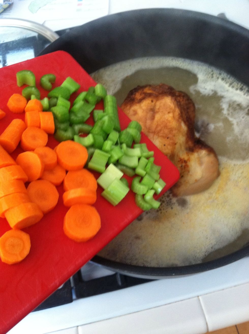 Add carrots and celery to the pan