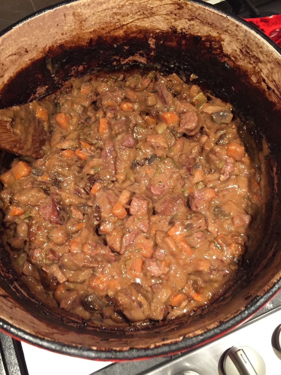 Add cheese to beef when ready