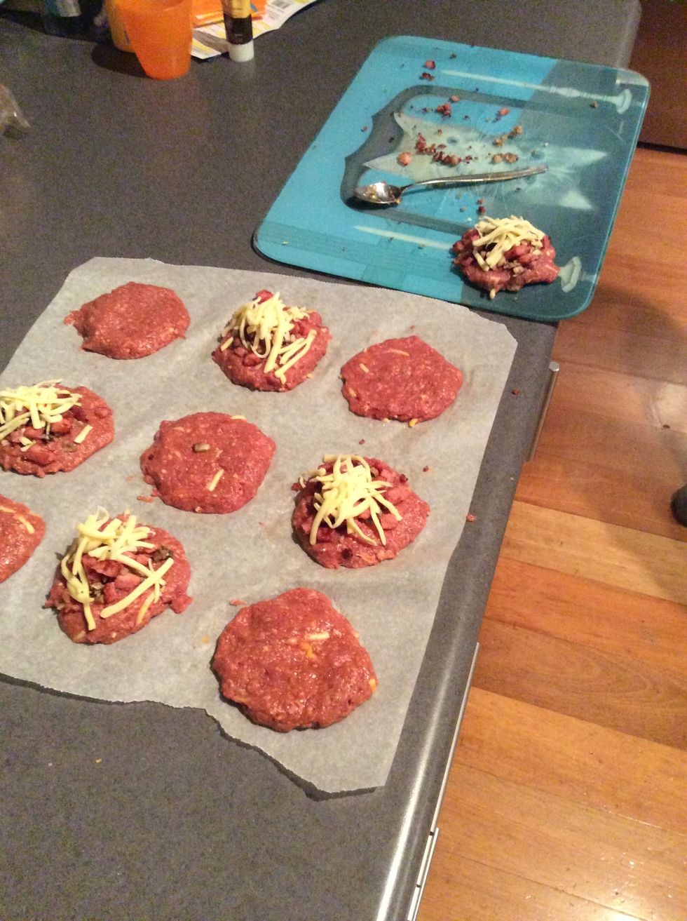 Add cheese to the middle of the burger