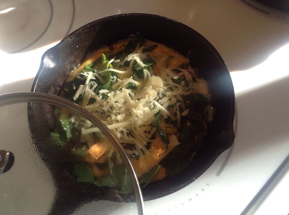 Add cheese when chard and eggs seem cooked.
