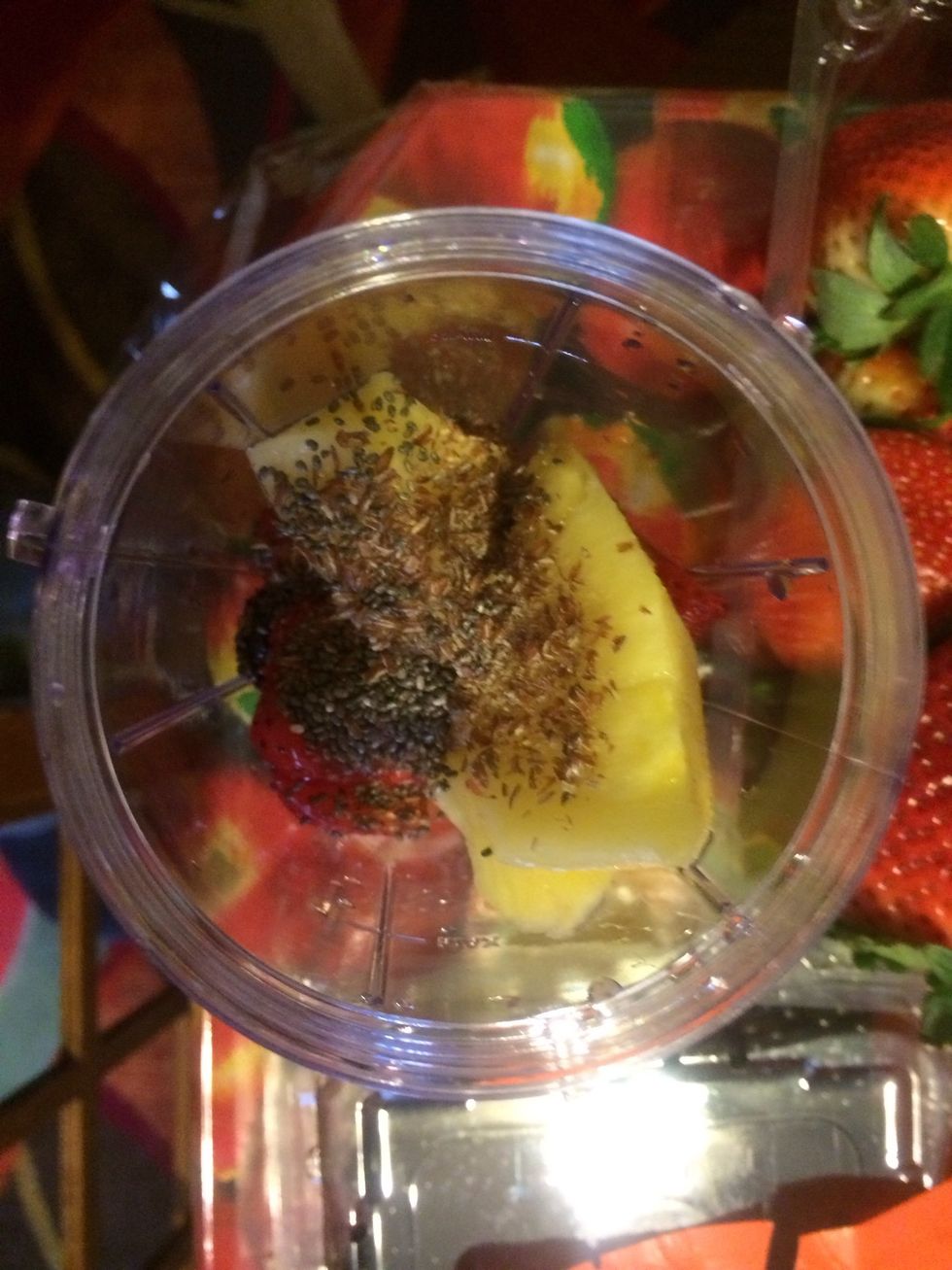 Add chia ant flax seeds next