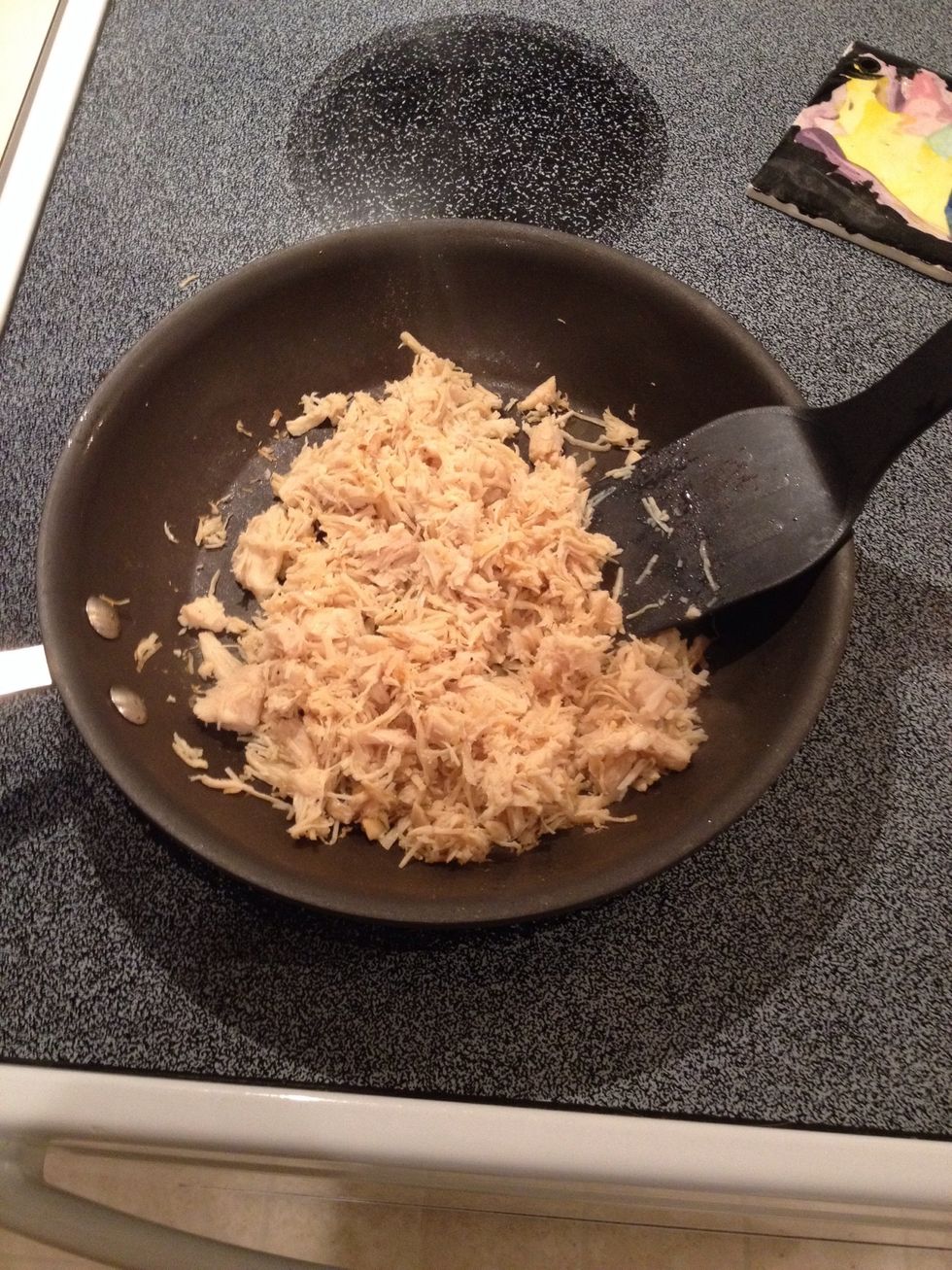 Add chicken and cook a few minutes. Add salt and pepper if desired.
