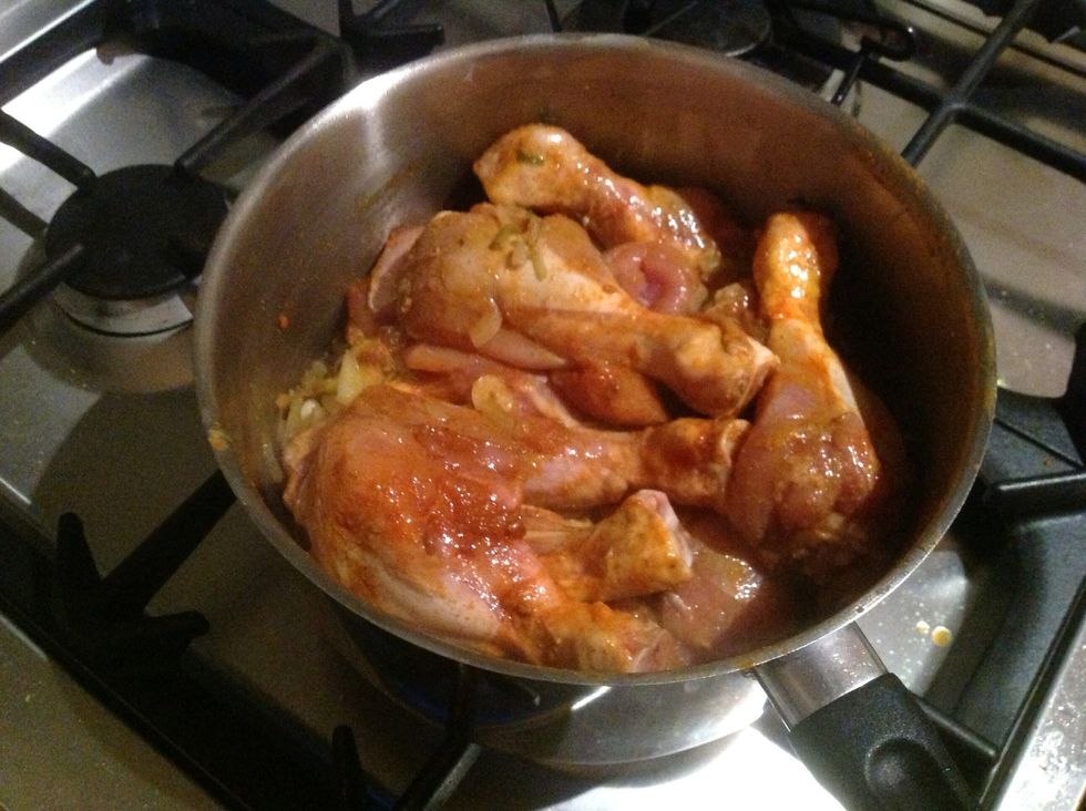 Add Chicken and stir