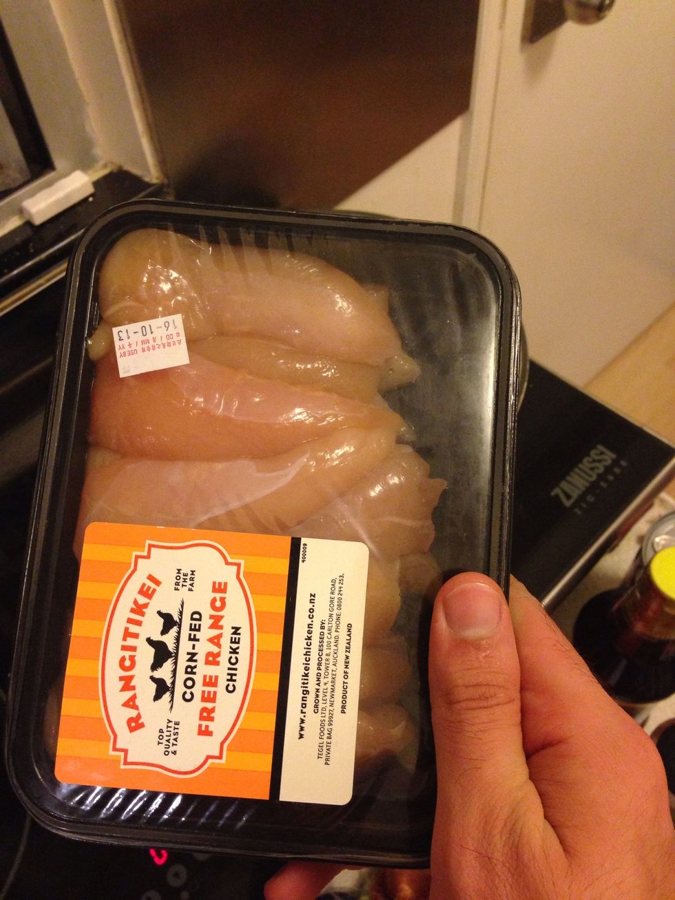 Add chicken breast or fillets cut to small pieces against the grain