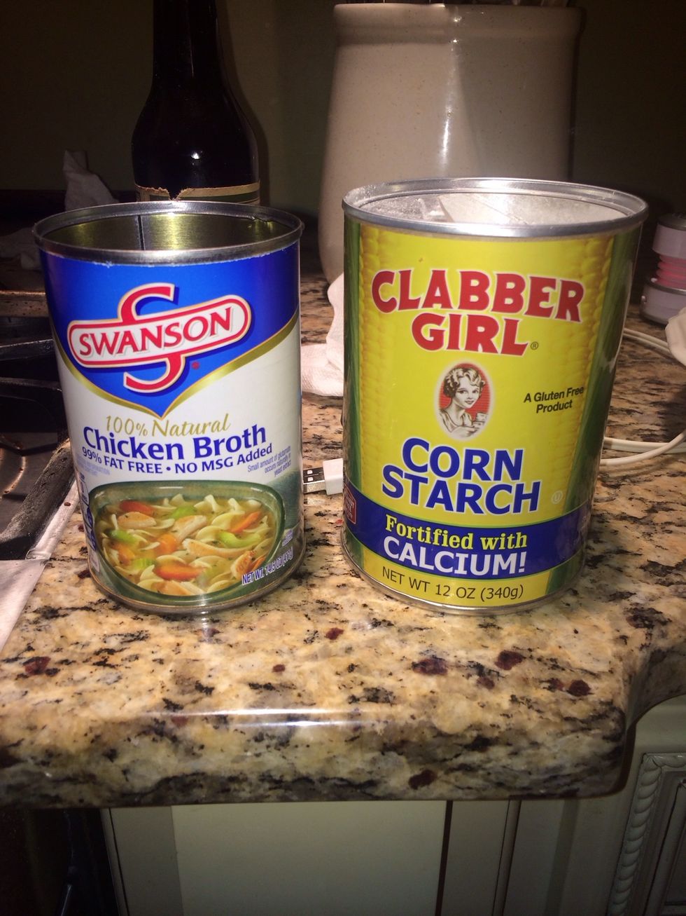 Add chicken broth and corn starch to an empty pan