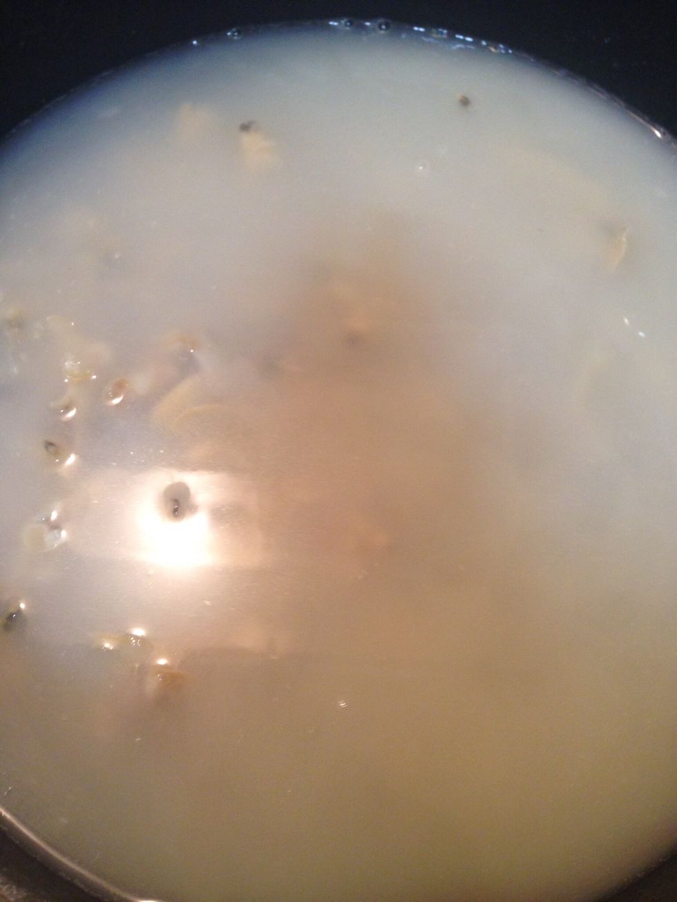 Add chicken broth and let it boiled.