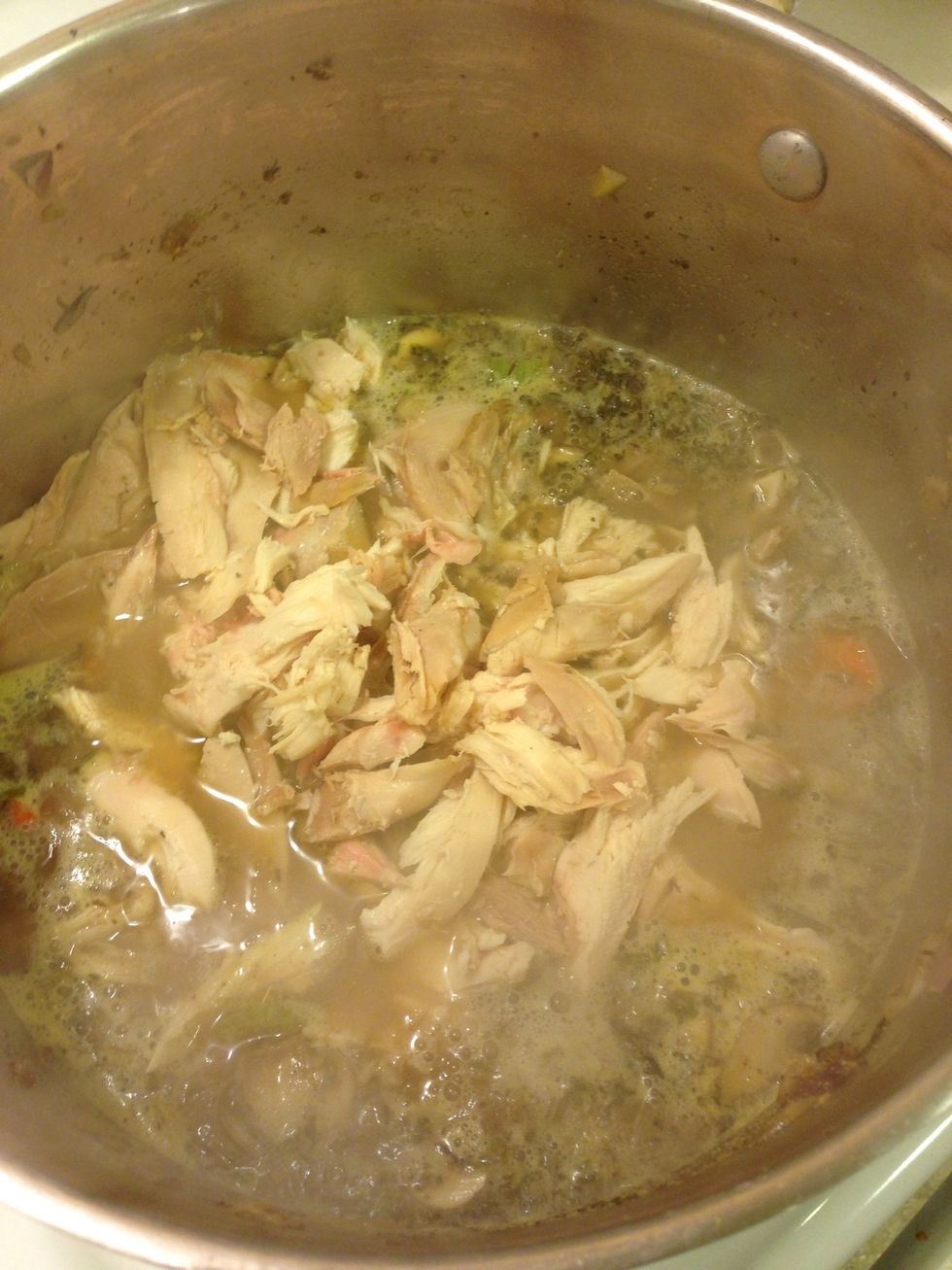Add chicken meat ring back to boil