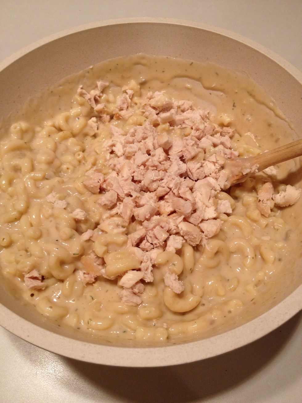 Add chicken. Stir.