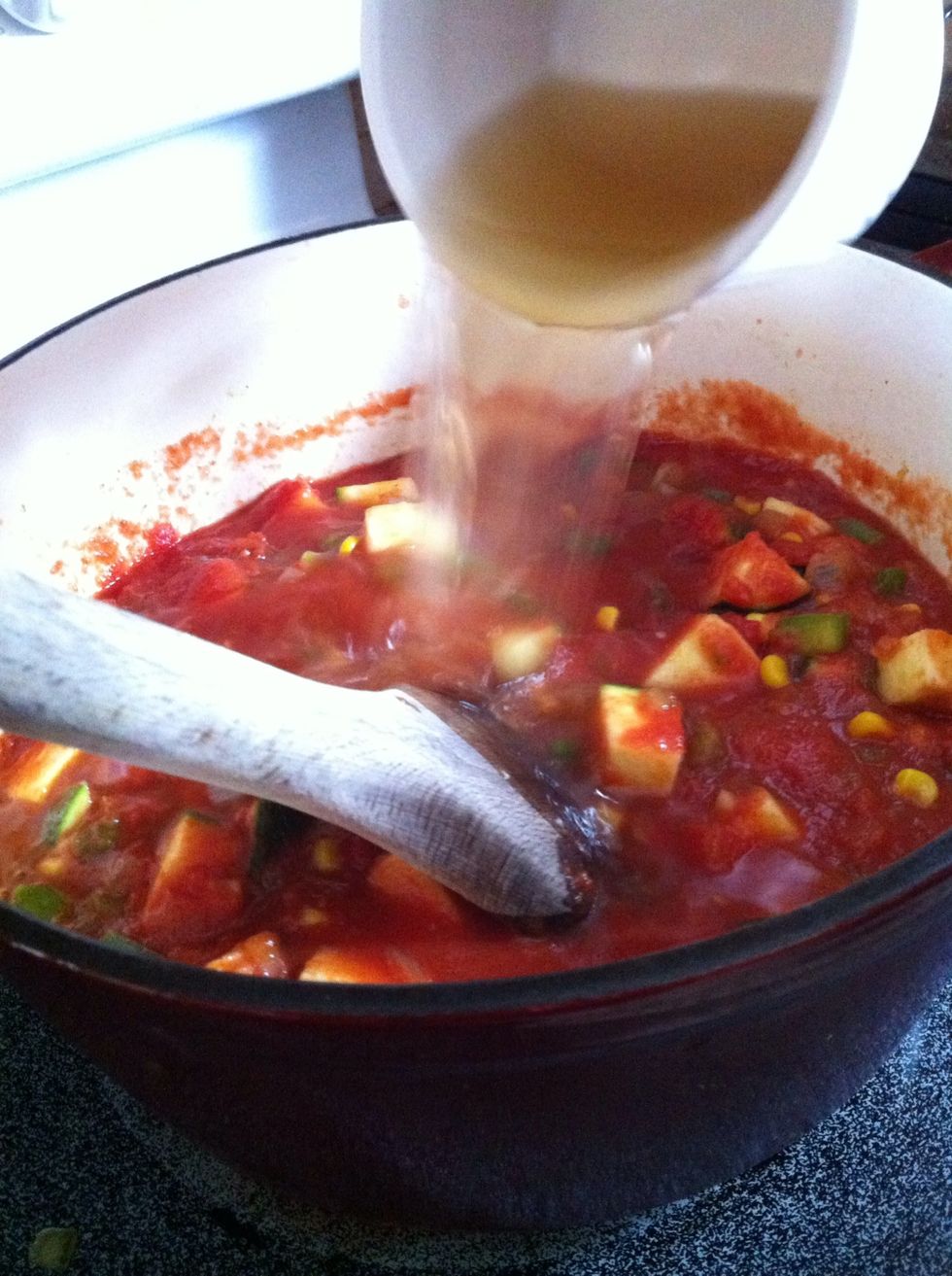 Add chicken stock....