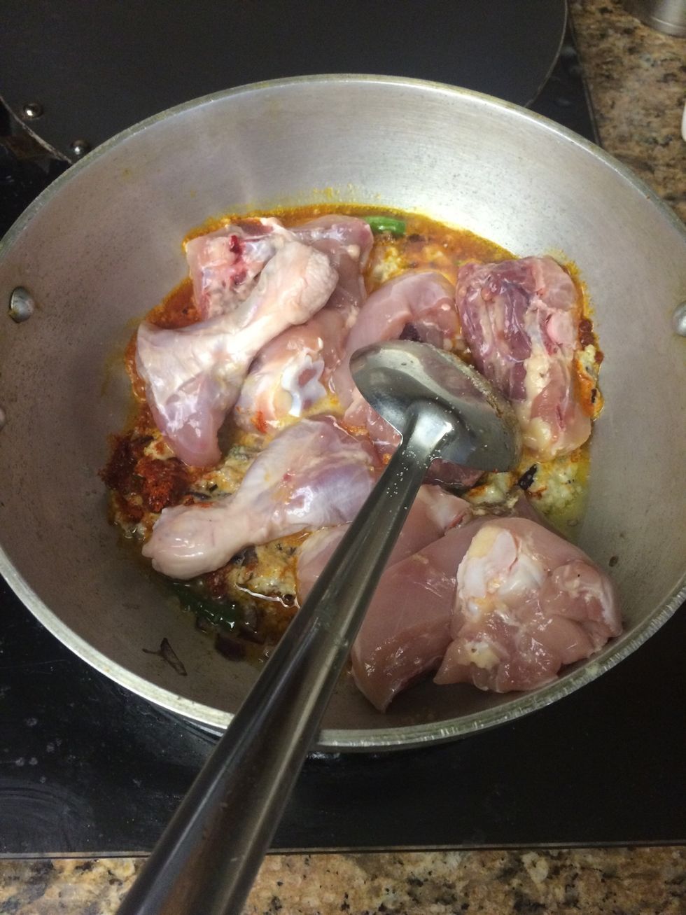 Add chicken to mixture