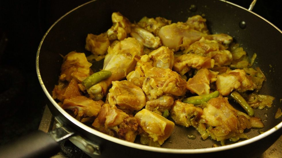 Add chicken to the fried mixture....