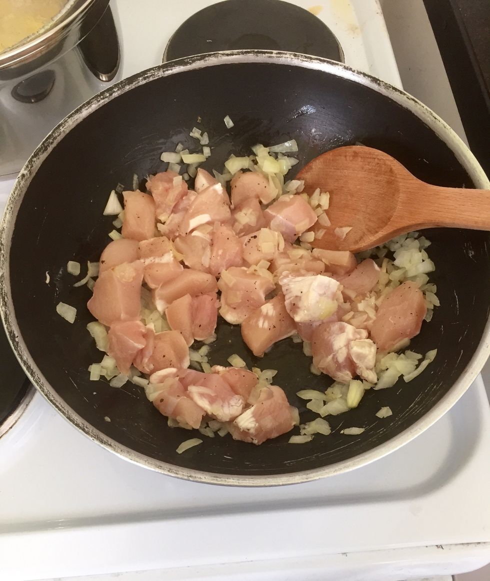 Add chicken to the onions