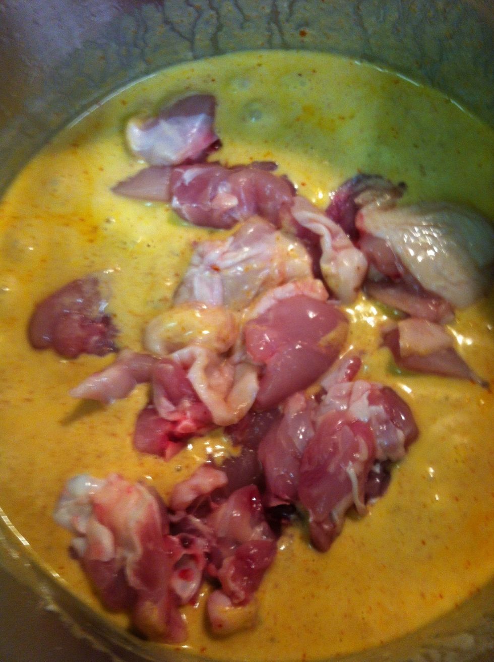 Add chicken , you can use breast or meat on bones