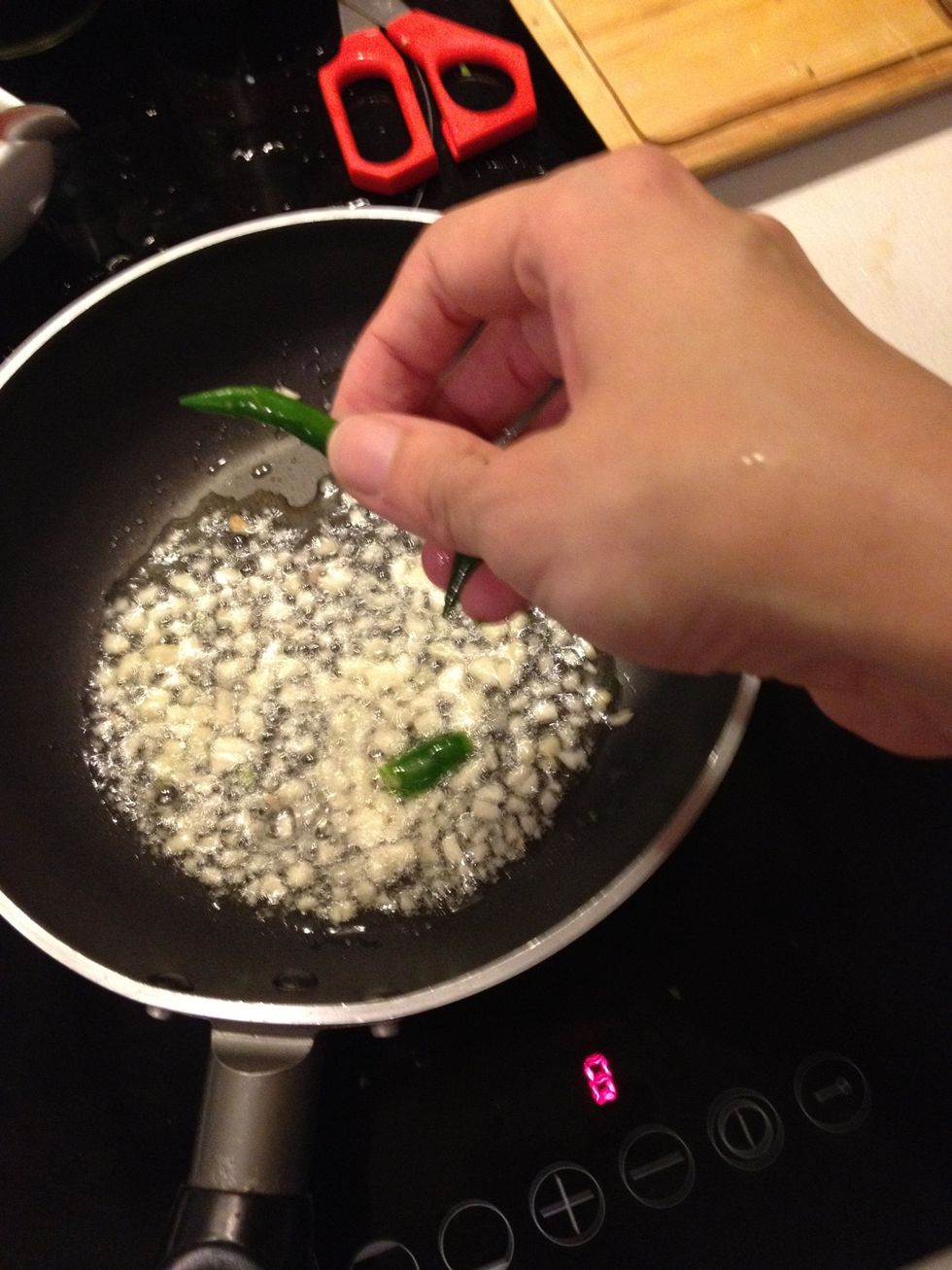 Add chili to the pan. Stir until tender a bit