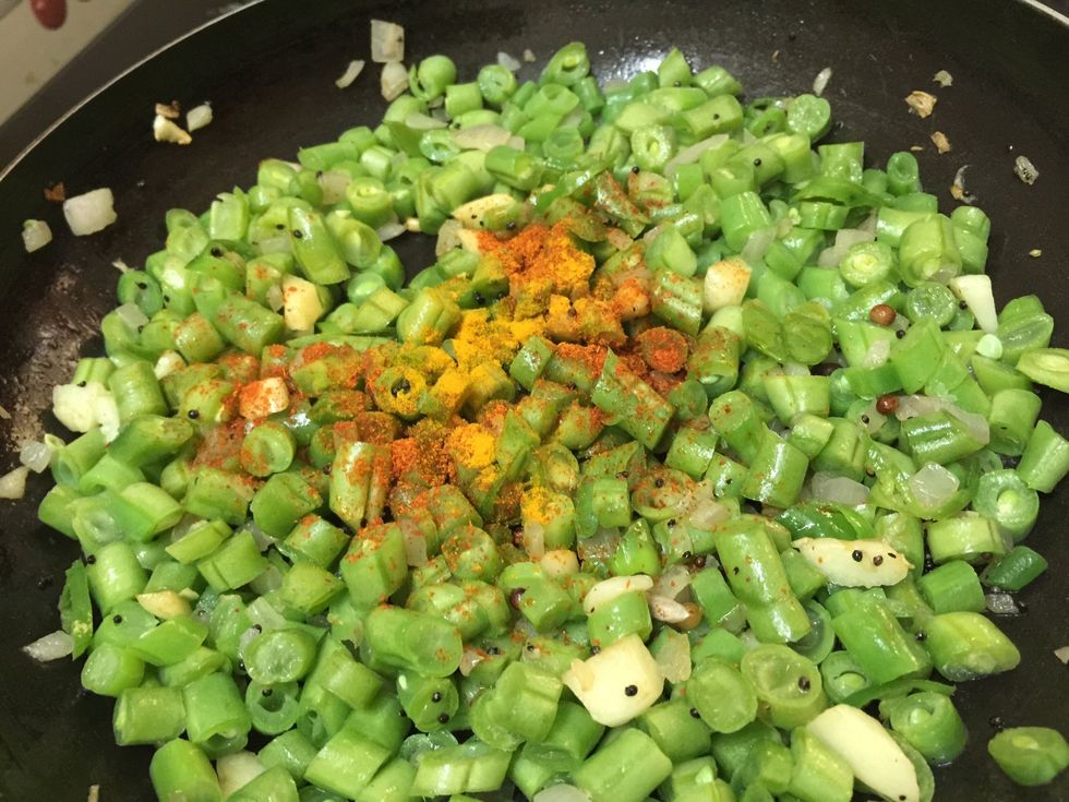 Add chilli powder, turmeric powder