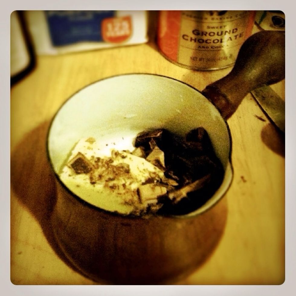 Add chocolate and butter to a small saucepan