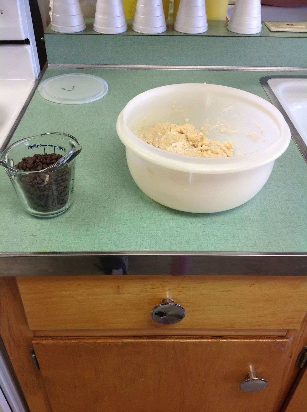 Add chocolate chips and fold.