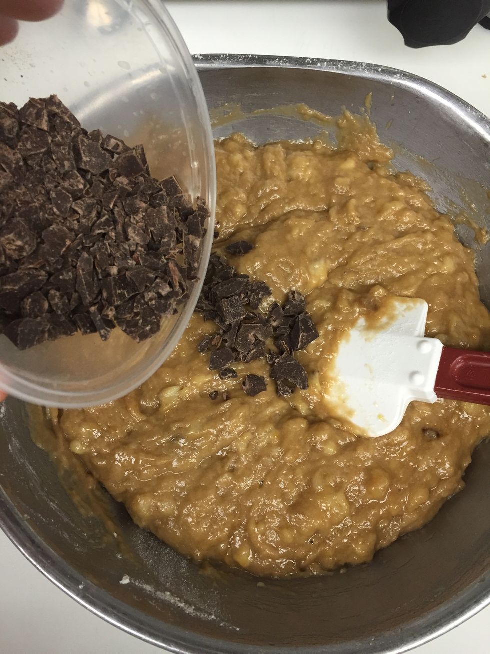 Add chopped chocolate pieces.