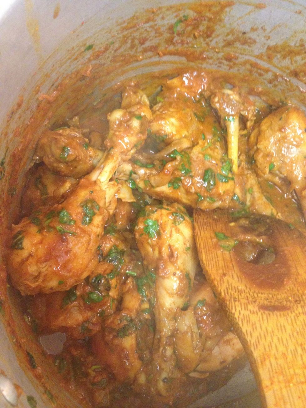 Add chopped cilantro and coriander and mix well