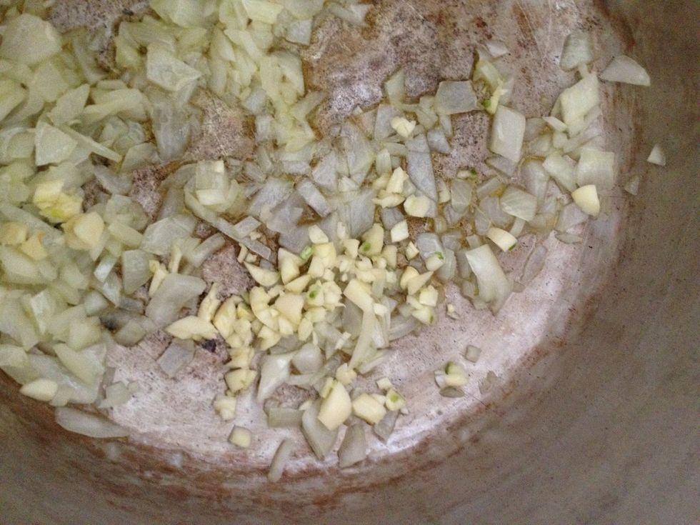 Add chopped garlic and cook until soft but make sure not to burn.