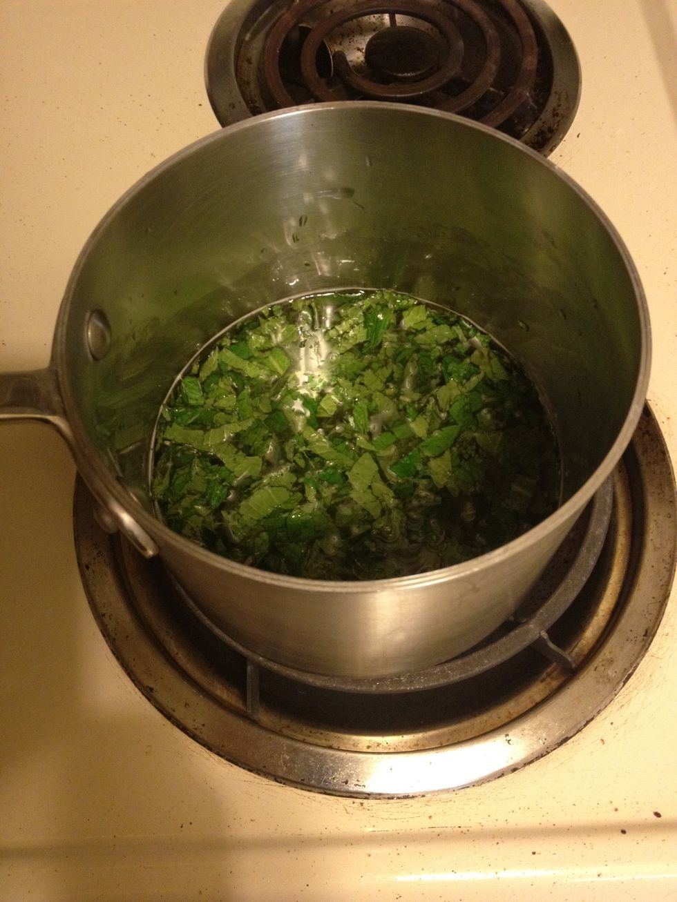 Add chopped mint to the pot.