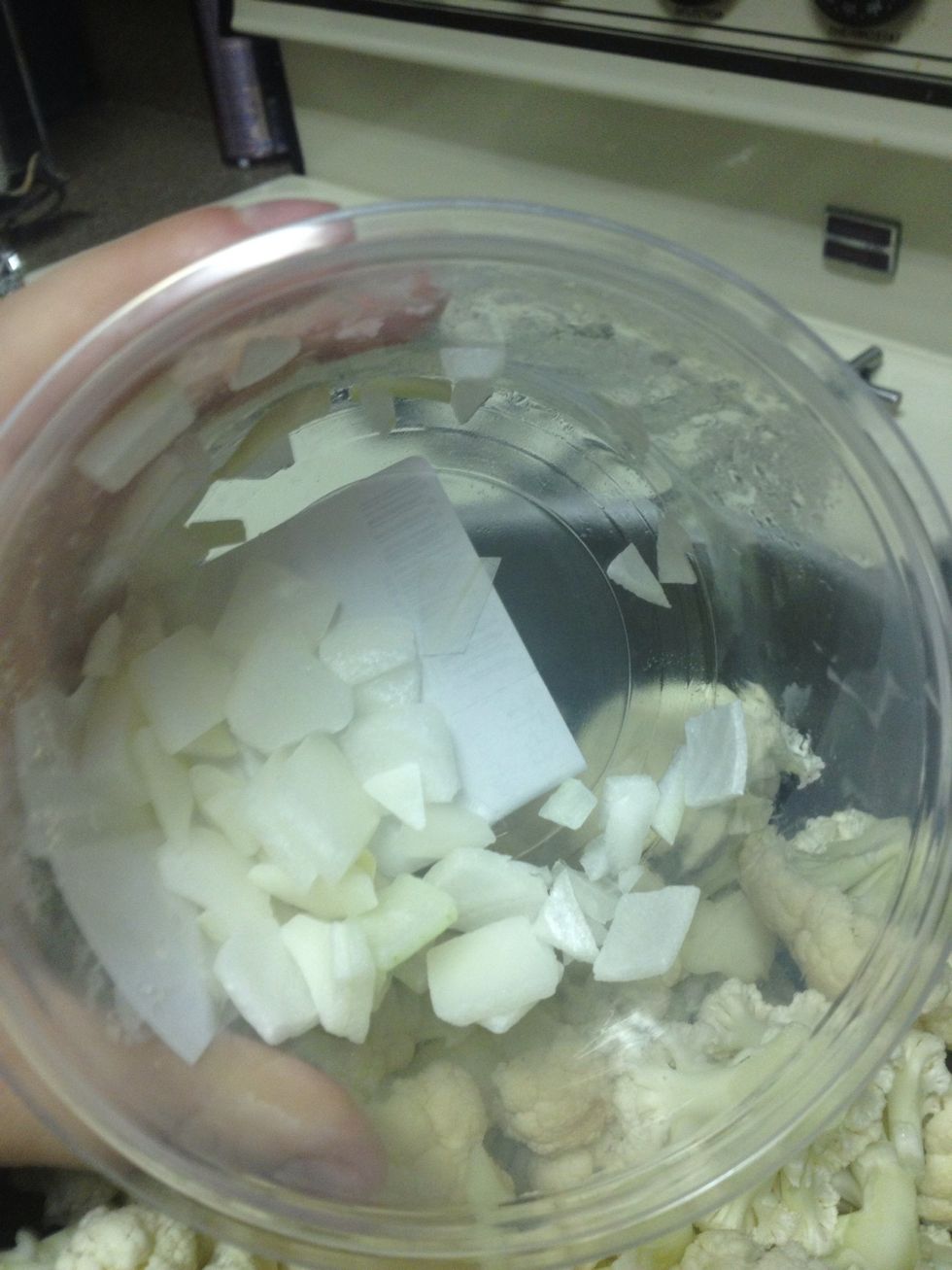 Add chopped onion. I'm lazy so I buy mine pre-cut.