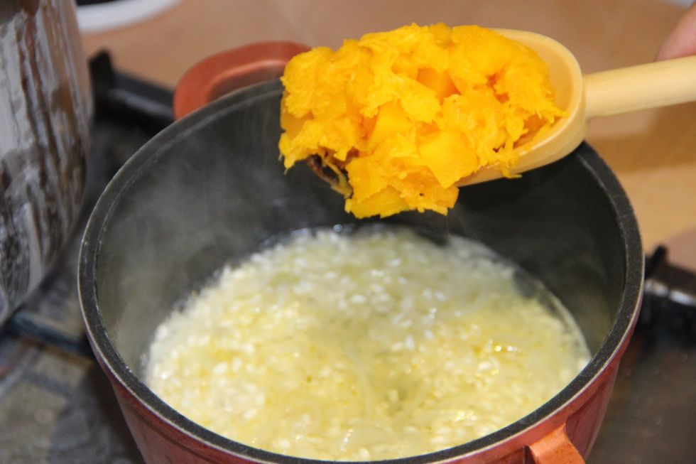Add chopped pumpkin