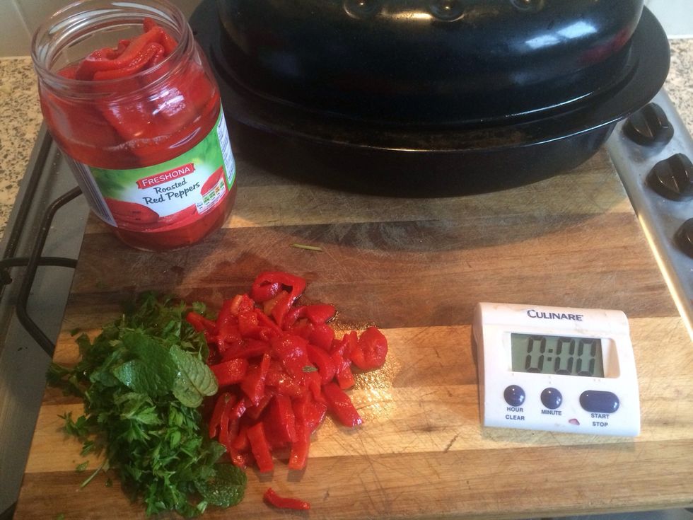 Add chopped roasted peppers and chopped herbs! I added mint and parsley