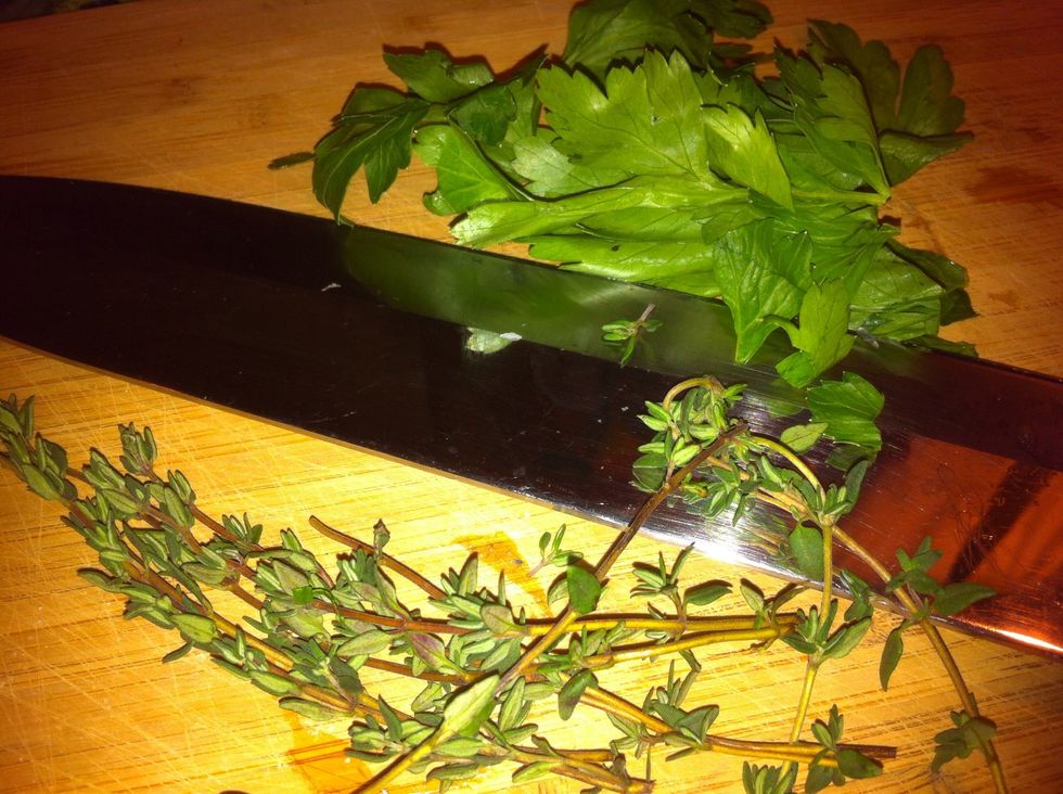 Add chopped thyme and italian parsley.