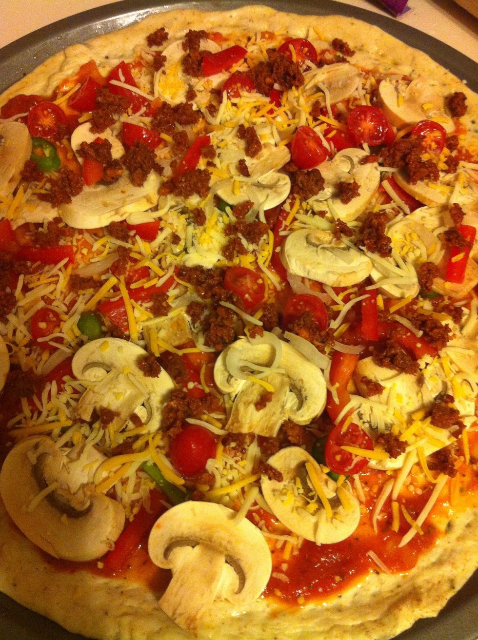 Add chorizo and then more cheese
