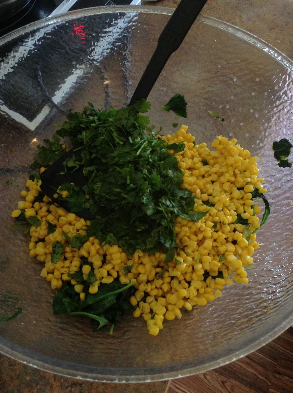 Add cilantro to bowl