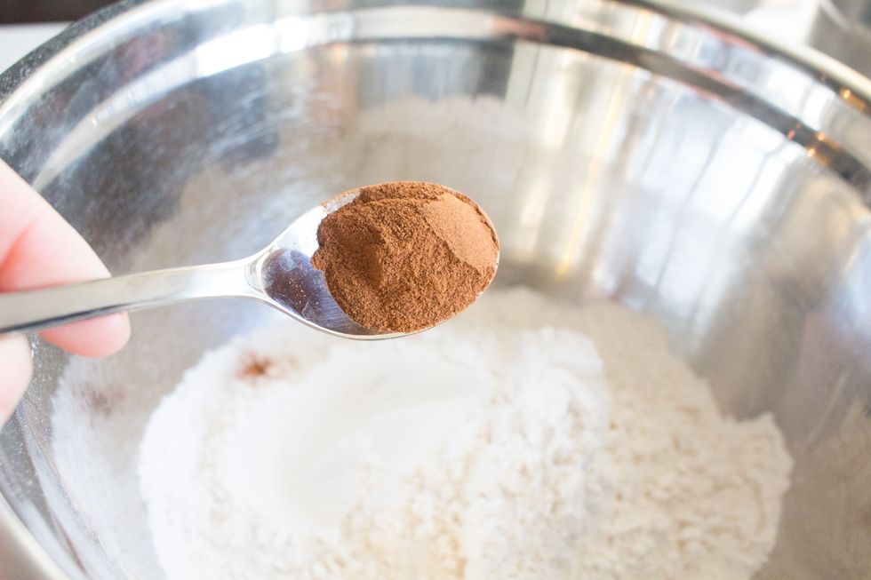 Add cinnamon to flour.