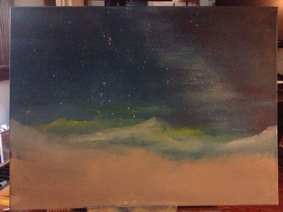 Add closer clouds. More white.