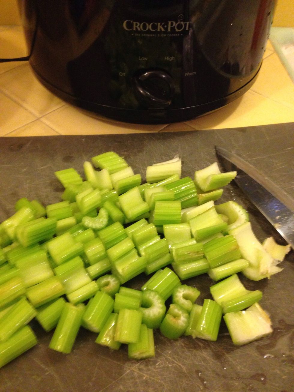 Add coarsely chopped organic celery.