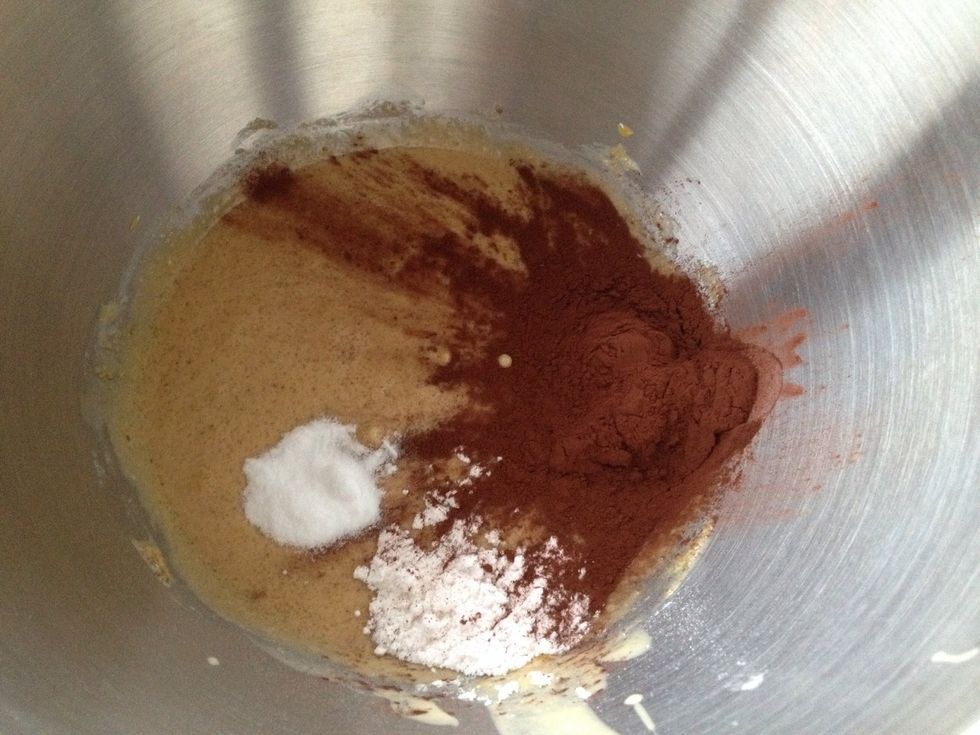 Add cocoa, baking soda and vanilla sugar