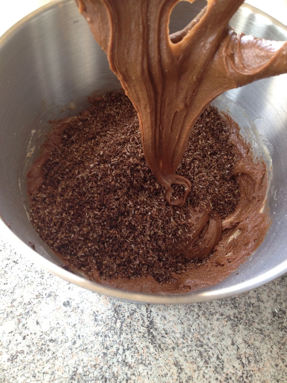 Add coconut flour and cocoa