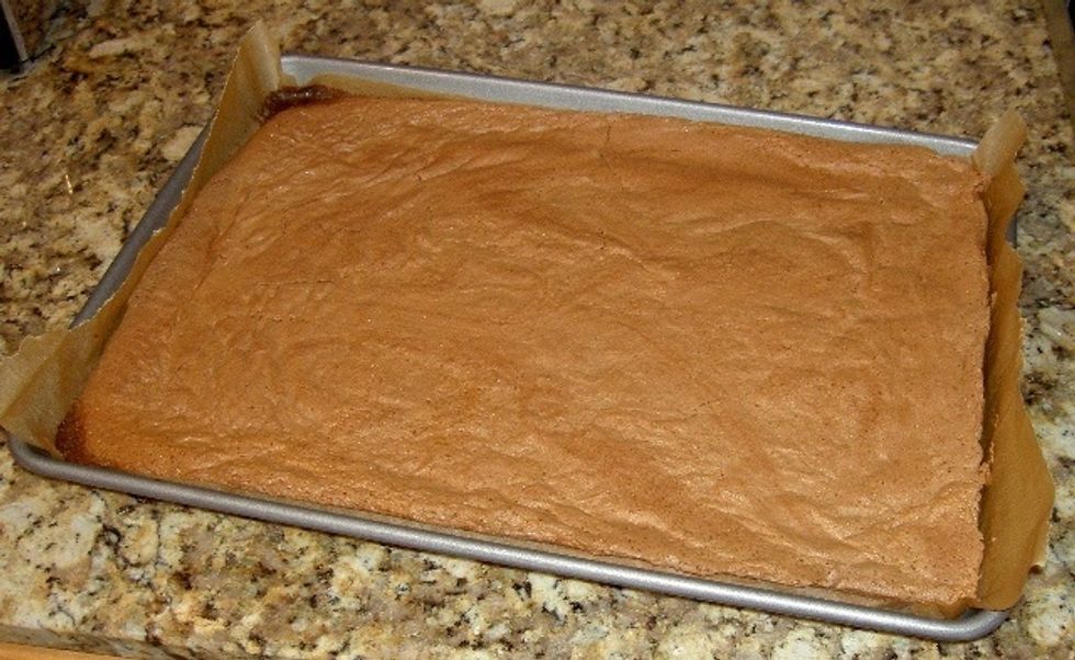 Add coffee and vanilla extract. Add melted chocolate to egg yolks. Stir in the whites in choco-yolk mix, fold with rubber spatula. Pour mix and bake at 375 for 10 min, then 350 for 15 min. Let cool.