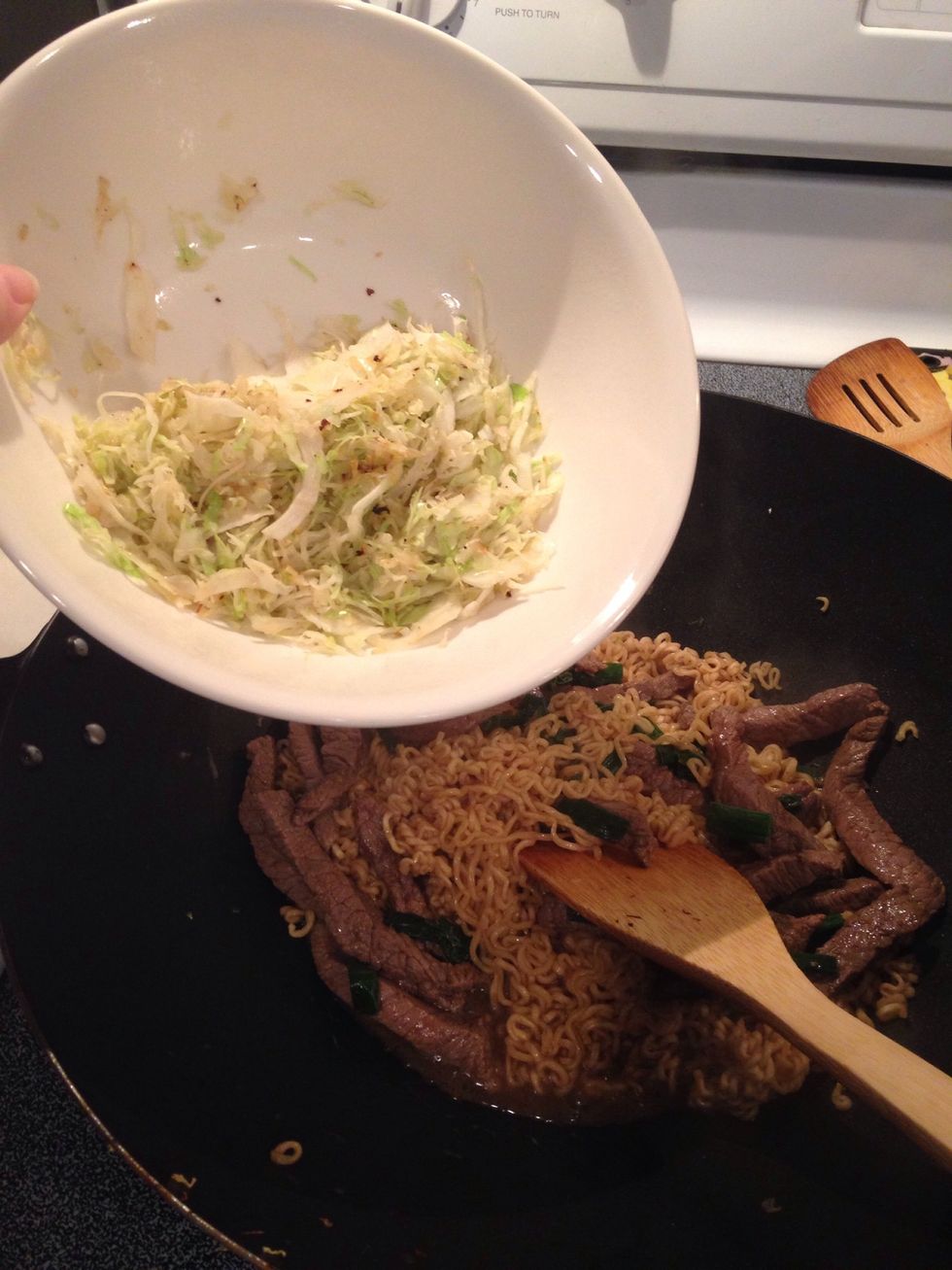 Add coleslaw. Stir.