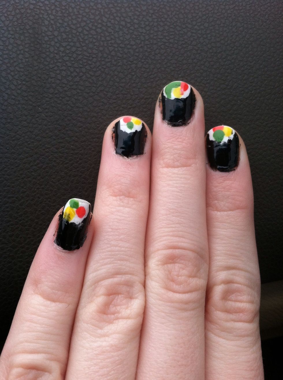 Add colored dots an top coat an your done! Enjoy your sushi friends!