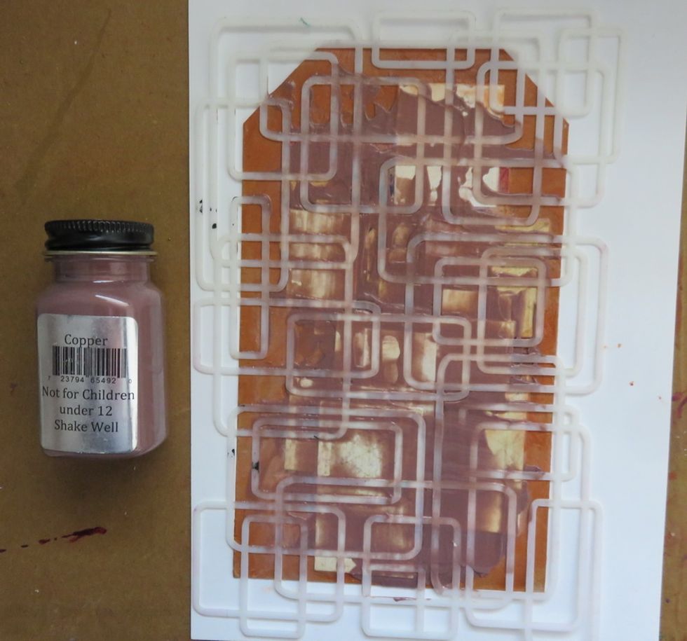 Add Copper Metal effects paint over the Pipe dream stencil.